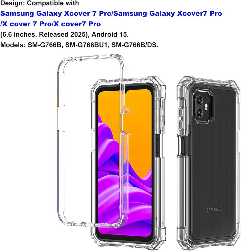 Ailiber for Samsung Galaxy XCover 7 Pro Case, XCover7 Pro Case with Screen Protector, Dual Layer Anti-Yellow Shockproof Corners TPU Bumper, Slim Silicone Full Body Protective Cover-Clear - Image 2
